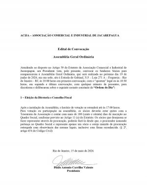 Edital de Convocação - Assembléia Geral Ordinária 
