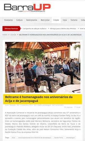 Aniversário da ACIJA - Notícia na mídia. 