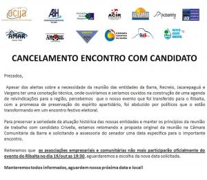 Cancelamento do Encontro com Candidato. 